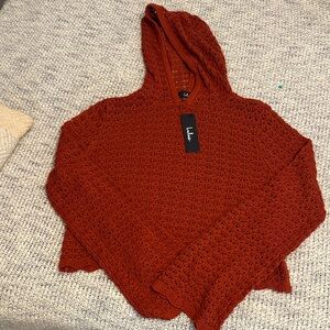 Lulu's Brick Red Crocheted NWT size Lg Sweater